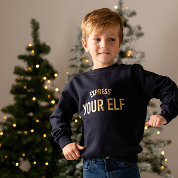 Express Your Elf Kids Christmas Jumper, 2 of 6