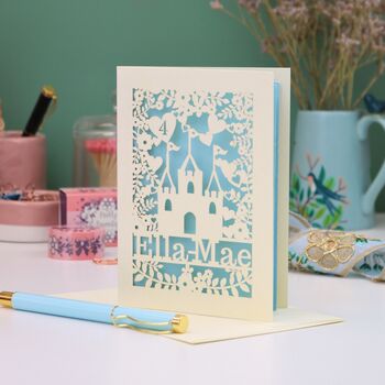 Personalised Lasercut Castle Birthday Card, 3 of 12