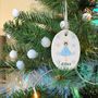 Oval Ceramic Blue Ballerina Christmas Decoration, thumbnail 2 of 3