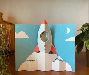 Handmade Pop Up 3D Rocket Greetings Card, 2 of 4