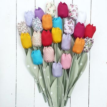 Cotton Tulips Flowers With Jug Vase Tag Options, 6 of 7