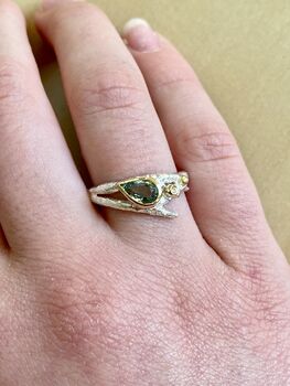 Elvish Twig Engagement Ring, Green Sapphire Ring, 4 of 4