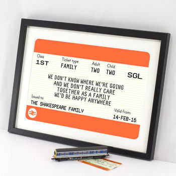 personalised family train ticket print by of life lemons