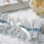 Satin Pearl And Lace Bridal Garter, thumbnail 1 of 3