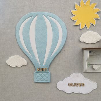 Fabric Hot Air Balloon Nursery Decor, Baby Blue, 9 of 10
