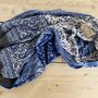 Handmade Fair Trade Paisley Blue And Oatmeal Blanket, thumbnail 3 of 5