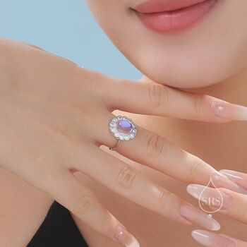 Sterling Silver Vintage Inspired Moonstone Cz Ring, 7 of 11