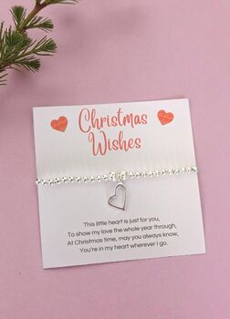 Silver Plated Christmas Wishes Heart Bracelet, 3 of 8
