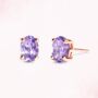 Lavender Amethyst Oval Stud Earrings In Sterling Silver And Gold, thumbnail 9 of 11