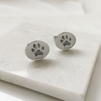 Stainless Steel Engraved Oval Cufflinks With Prints, 3 of 4