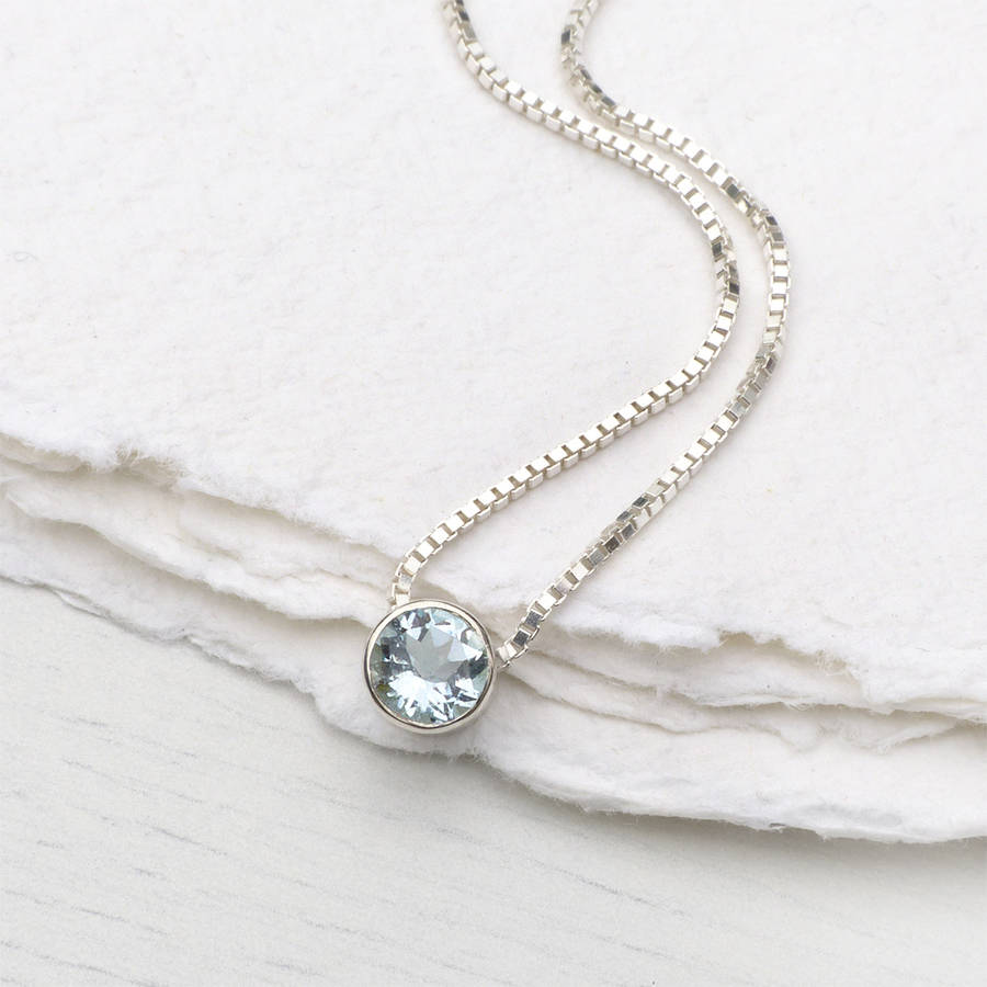 aquamarine silver necklace, march birthstone by lilia nash jewellery ...