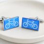 Blue Bicycle Sign Cufflinks, thumbnail 1 of 2