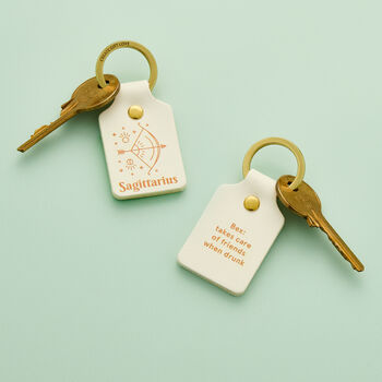 Personalised Zodiac Leather Keyring, 2 of 11