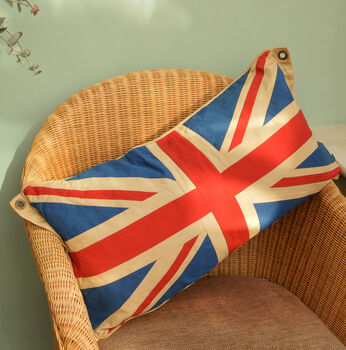 Large Vintage Red Union Jack Flag Cushion, 2 of 3