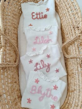 Personalised White Frill Name Cardigan,Baby Gift, 3 of 7