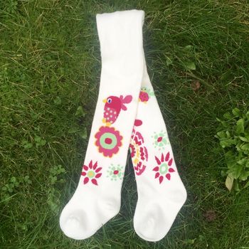 Bright Floral And Owl Children's Tights, 2 of 2