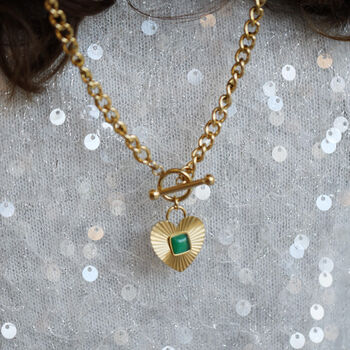 Personalised Chunky Chain Heart T Bar Necklace, 3 of 12