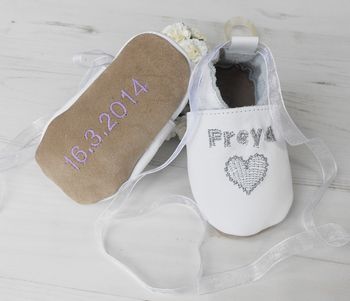 Personalised Heart Boys Christening Shoes, 3 of 7