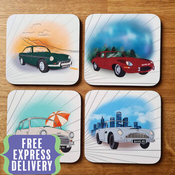 Set Of Four Classic Car Coasters Gift, 3 of 11