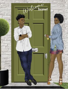 Welcome Home Black Couple Greetings Card, 2 of 5