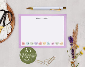 Love Heart Personalised Note Cards A6 Notecard Set, 3 of 6