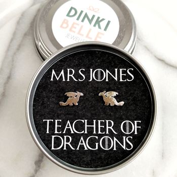 Personalised Teacher Of Dragon Studs Teacher Gift, 3 of 7