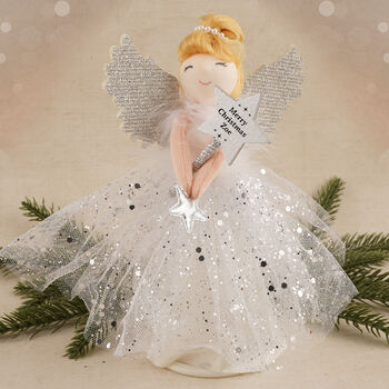 Silver Blonde Light Up Silver Angel Christmas Tree Topper, 2 of 10