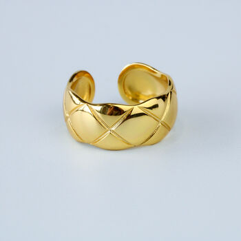 Gold Colour Sterling Silver Quilted Band Ring, 3 of 5