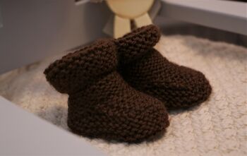 Brown Hand Knitted Booties, 4 of 4