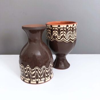 Pair Of Stoneware Wine Glasses In Coffee Colour, 2 of 6