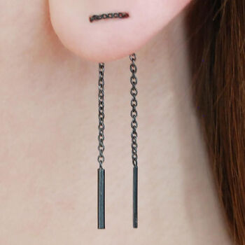 Oxidised Sterling Silver Short Chain Earrings, 3 of 8
