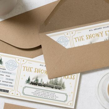 Personalised Christmas Snowy Express Train Ticket, 2 of 4