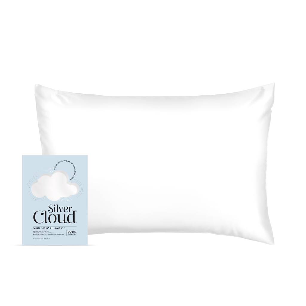 Silver Cloud White Satin Pillowcase With Silver Ions, 1 of 4
