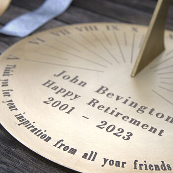 Retirement Personalised Sundial Engraved Brass, 5 of 5