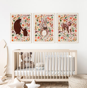 Woodland Bunny Nursery Print, 5 of 9