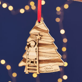 Hanging The Star Personalised Christmas Tree Decoration, 3 of 4