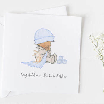 New Baby Card For Boys, Christening Card Boys ..V2a17, 2 of 6