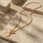 T Bar And Molten Disc 18k Gold Plated Necklace, thumbnail 3 of 4