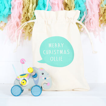 Wooden Elephant With Beads Toy And Personalised Bag, 2 of 3