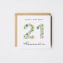 Personalised Happy 21st Birthday Card Liberty Style *Age Options, thumbnail 1 of 10