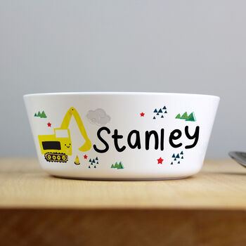 Personalised Digger Plastic Bowl, 4 of 4