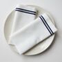 Luxuary Embroidered Cotton Napkin Ivory/Navy • Set Of Six, thumbnail 2 of 5