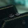 Sterling Silver Black Cz Lotus Flower Screw Back Earrings, thumbnail 1 of 12