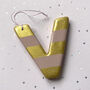 Personalised Handmade Pink And Gold Stripe Clay Hanging Letter, thumbnail 2 of 4