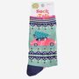 Women's Bamboo Socks Christmas Hedgehog Car, thumbnail 5 of 5