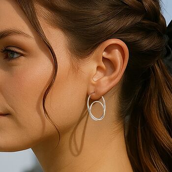 Gold Palted Silver Spring Drop Hoop Earrings, 4 of 6
