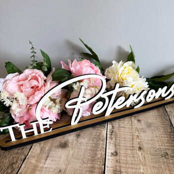 Elegant Custom Wedding Surname Sign For Home Decor, 3 of 7