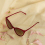 Delicate Large Cat Eye Sunglasses In Red, thumbnail 2 of 3