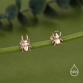 Sterling Silver Mismatched Beetle Screw Back Stud Earrings, 5 of 11