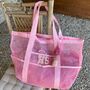 Personalised Lacey Patch Pocket Net Mesh Tote Beach Bag, thumbnail 3 of 12